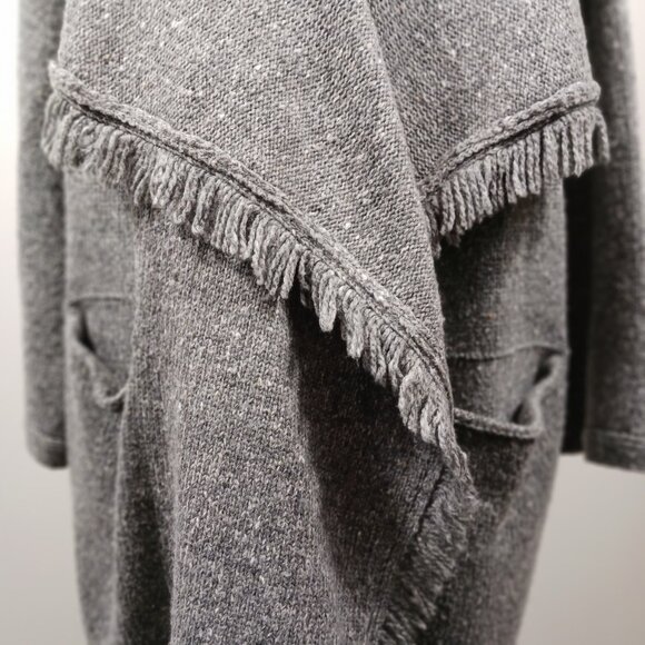 Soft Joie, Large, Heather Gray, Open Front, Wrap Cardigan Sweater, With Fringe - Picture 6 of 12